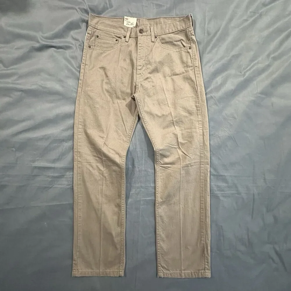 Levi's 505 Khaki Pants Regular Fit Straight Leg Brown Mens 32x30 Trousers